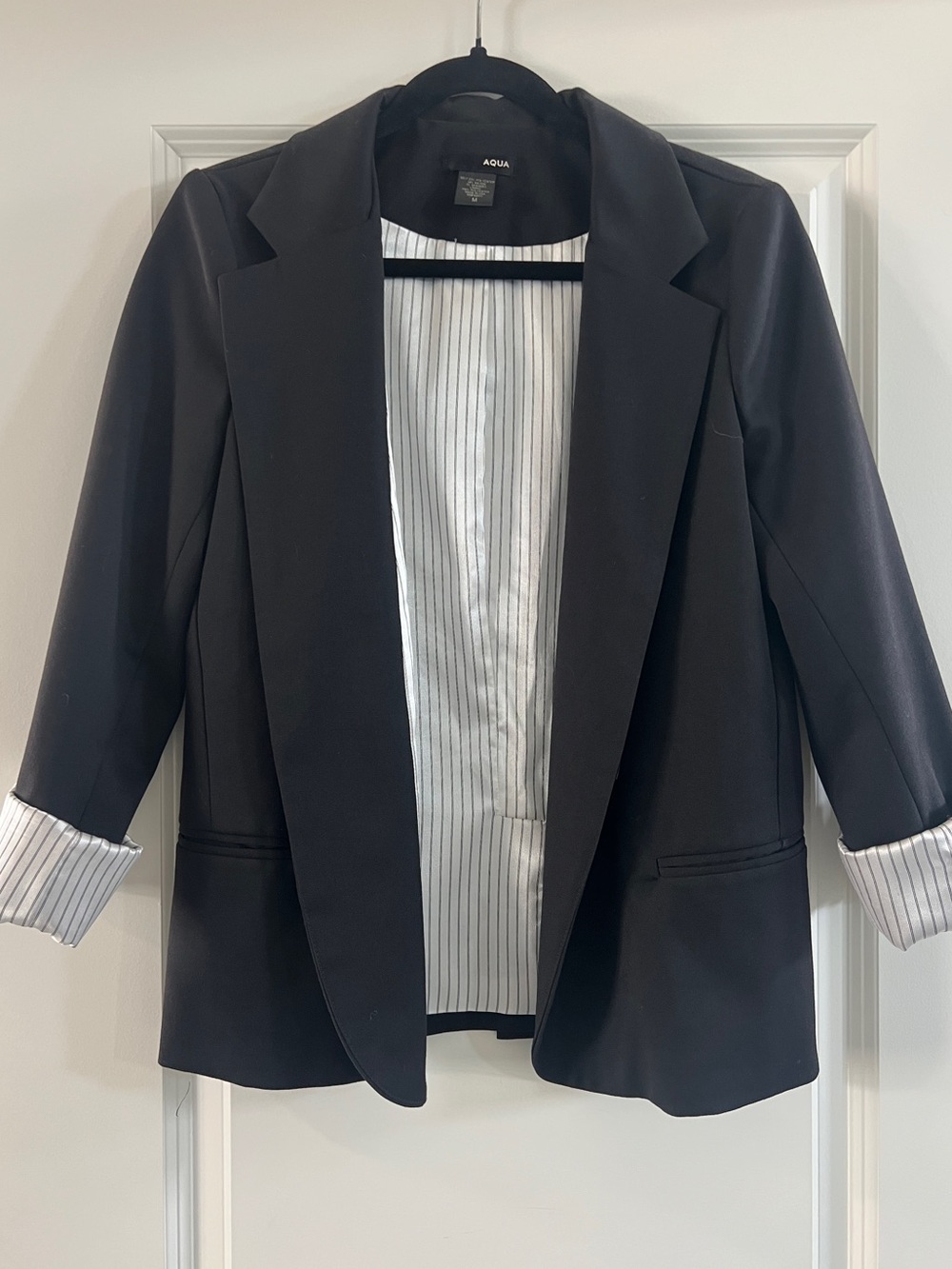 Striped lined Black Blazer by Aqua - professional classy style medium size